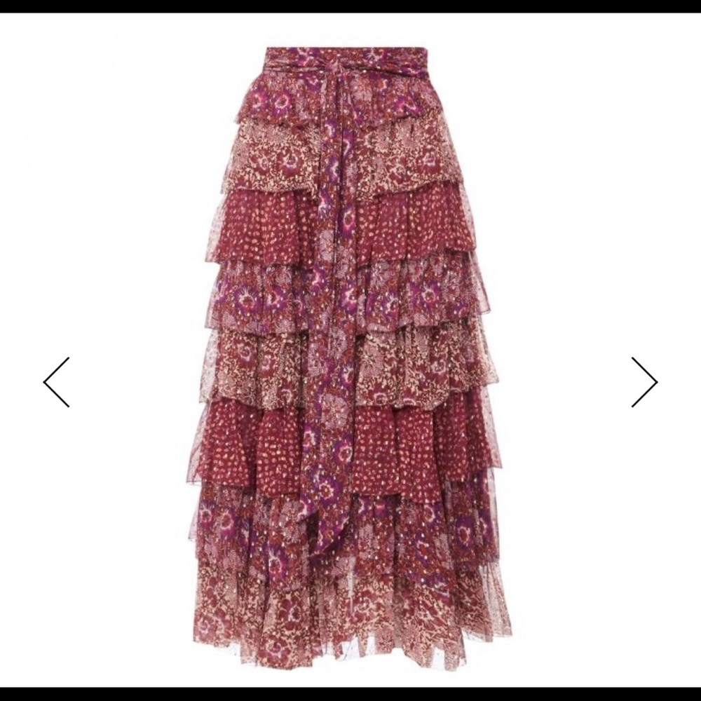 Ulla Johnson silk & lurex tiered skirt. Purchased 2021.